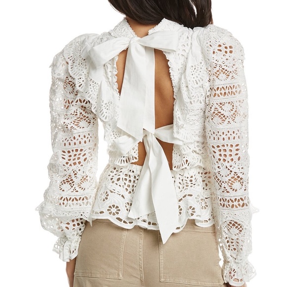 NWT Sea NY Patrizia White Lace Open Back Top Size 2 - Picture 2 of 8
